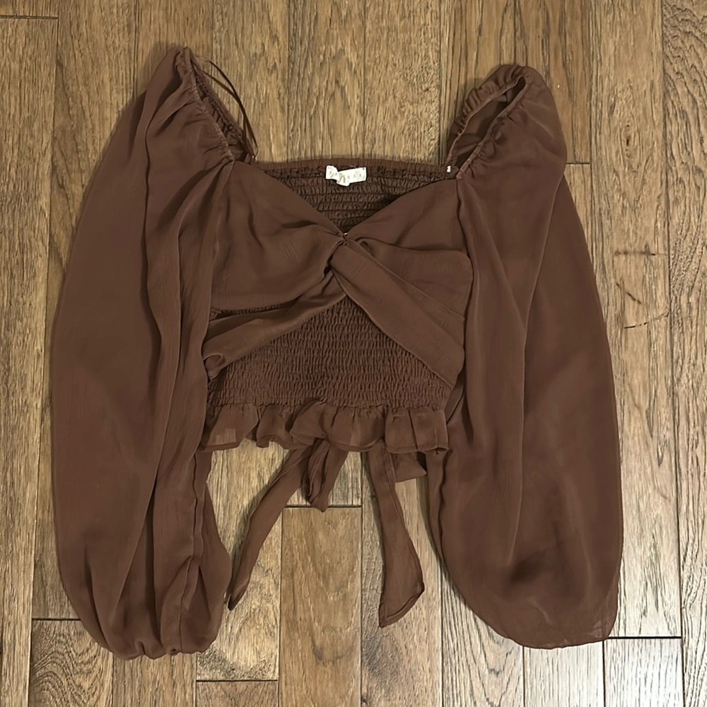 Rust Sheer Sleeve Top